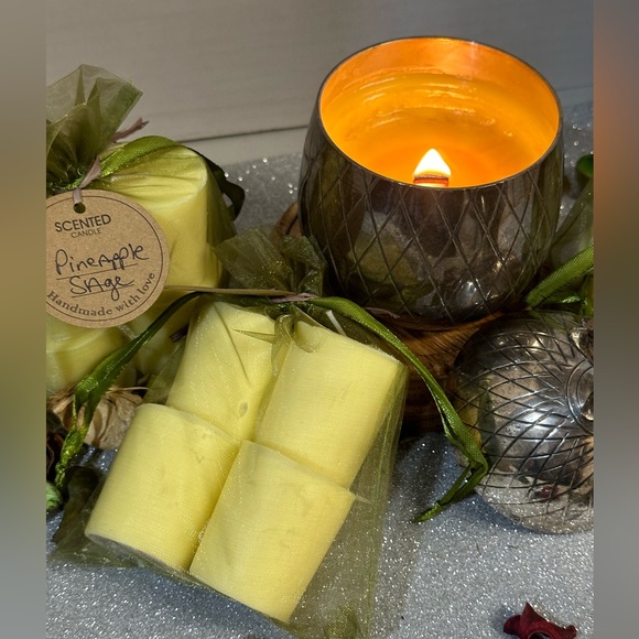 SCENT UNLEASHED, PINEAPPLE SAGE LUXURY HAND POURED SCENTED VOTIVES. - Picture 6 of 7